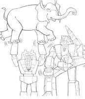 coloriage transformers portant un elephant